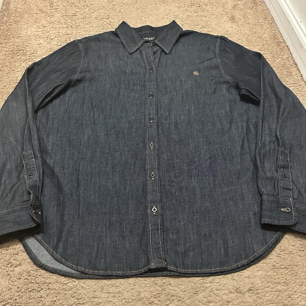 Lauren Ralph Lauren Black Label Men’s Denim Button Up Size XL Dark Wash